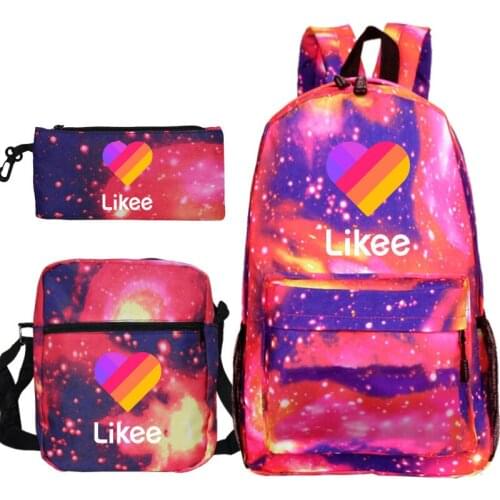 Hot Sale Likee Backpack For Girls Boys School Backpack Bookbags Teens Bagpack 3 Pieces/set Travel Mochila Men Women Laptop Bags