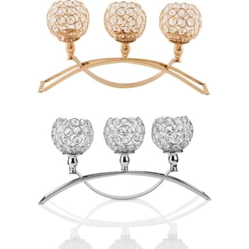3 Arms Crystal Candlestick Holders,table Candelabras,buffet Cabinet Home Docor Y5JC