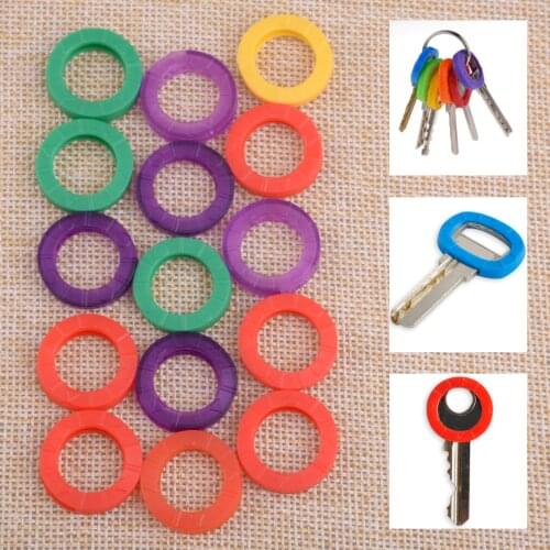 DWCX 16Pcs Mixed Color Identification Silicone Key Rings Hollow Caps Covers Tags Identifier For Common Sized Commercial Door Key