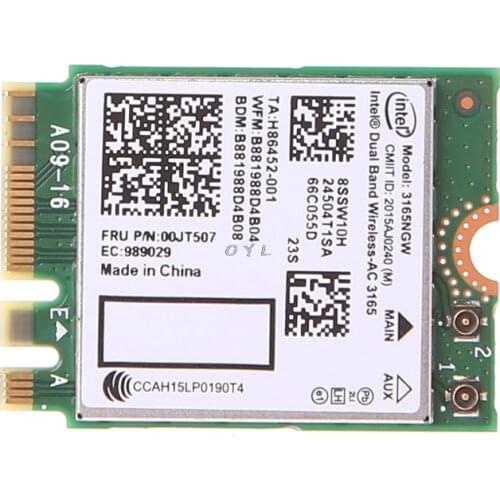 Intel Dual Band Bluetooth Wireless-AC 3165 BT4.0 2.4G/5G 433M Next Generation Form Factor NGW Net Card
