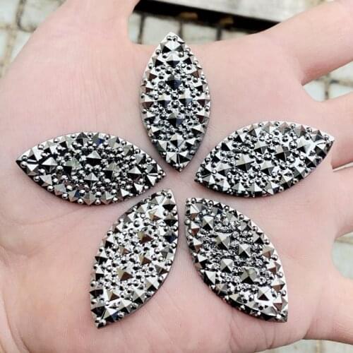 20*40mm Gun Black flatback stones and crystals Resin Rhinestone trim costume Accessories -S803