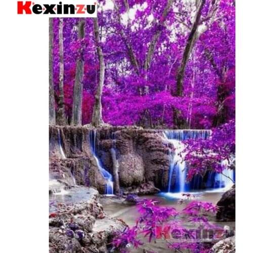 Kexinzu 5D Full DIY Square/Round Diamond Painting"Purple forest"3D Embroidery Cross Stitch Mosaic diamondpainting Gift #K0800