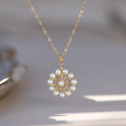 Lily Jewelry Pearl Necklace 14k Gold Filled Handmade Jewelry Choker Pendant Boho Necklace for Women Wedding Party Gift 2021