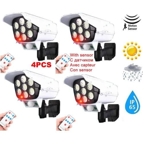 4pcs remote solar fake monitor dummy camera lights Lamps Outdoor Garden wall Light Lawn Lamp For Courtyard Garden Balcony motion