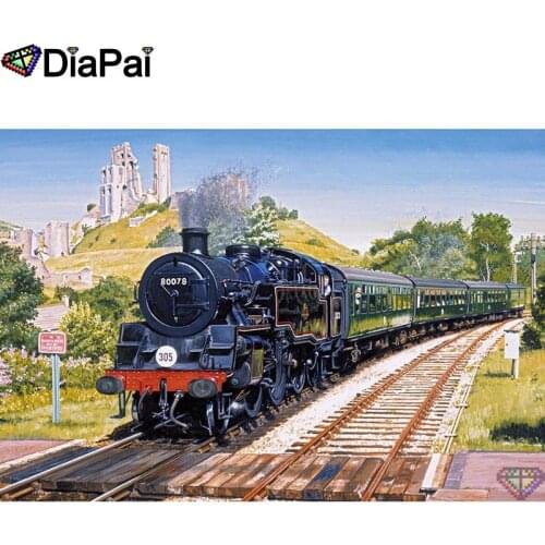 DIAPAI 5D DIY Diamond Painting 100% Full Square/Round Drill "Train scenery" Diamond Embroidery Cross Stitch 3D Decor A22351