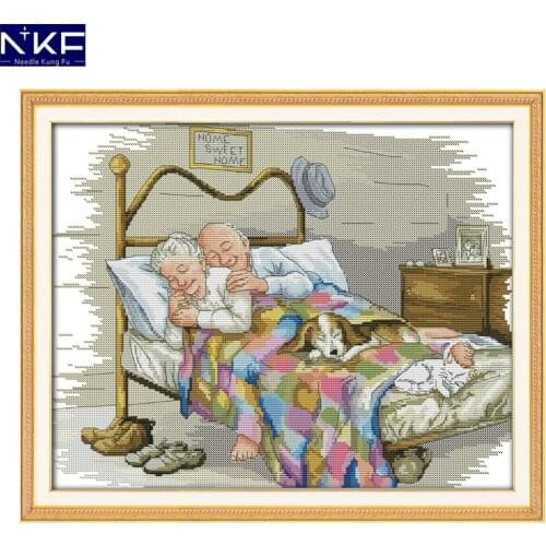 NKF The old married couple needle craft cross stitch charts handcraft counted canvas cross stitch kit for home decoration