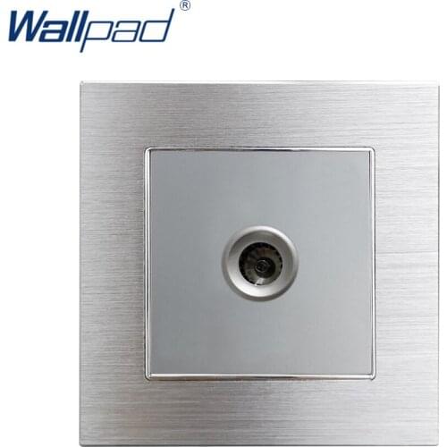 TV Television Socket Wallpad Silver Satin Metal Panel TV Electric Wall Socket Electrical Outlets Jack For Home