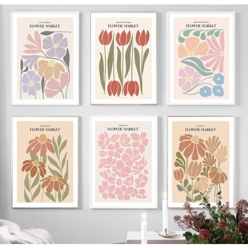 Wall Art Canvas Painting Colorful Abstract Flowers Market Nordic Posters And Prints Wall Pictures For Living Room Bed Room Decor