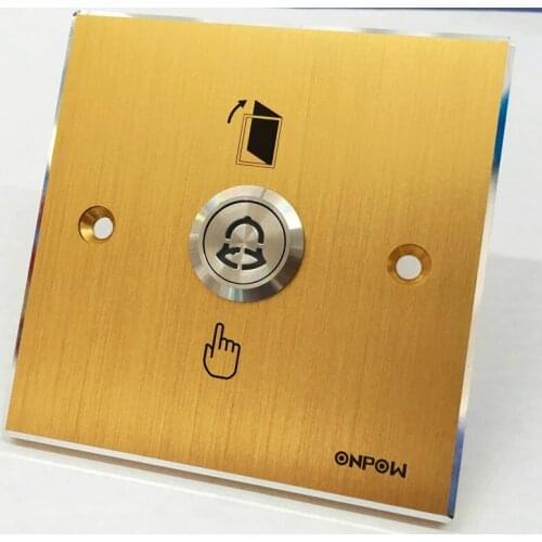 ONPOW 86*86mm Aluminium alloy Golden Panel With 19mm Push button switch Door Bell Push button (MJ-1-19-Y+ LAS1GQ Doorbell)