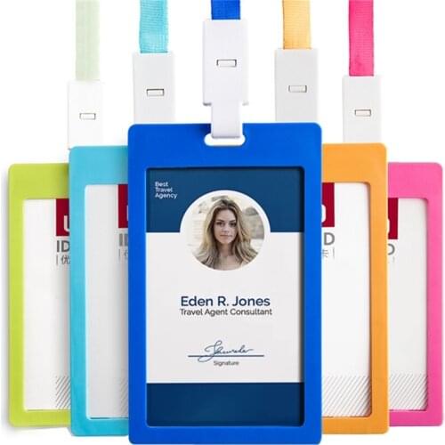 Wholesale Price ID Card Holder Horizontal Vertical With Origina Lanyard For Students Business Staff Candy Color