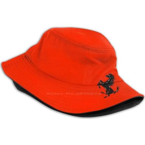 Small Logo Horse Black Foldable Panama Bucket Hat Cap Logo Car Racing Italy Italian Testarossa F40 Abarth Alfa Romeo Drifting