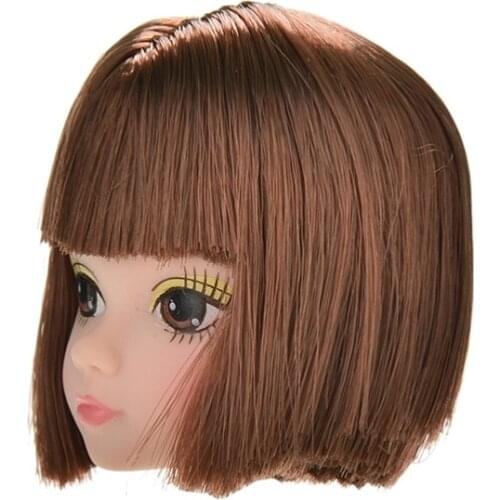New sale Doll Head Fashion Flaxen Short Hair Students Head Wigs For Girls Dollss Doll