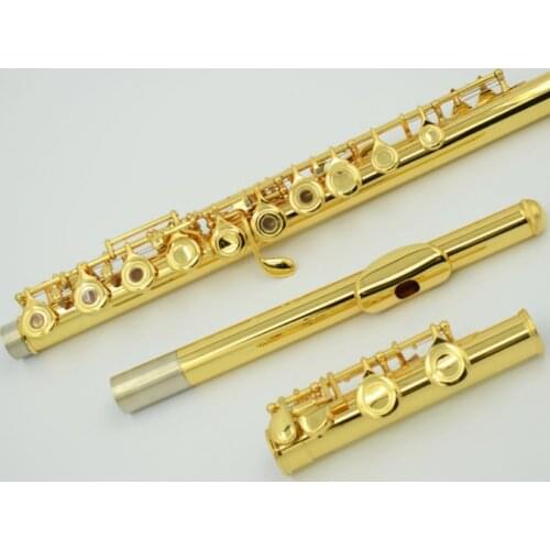 Music Fancier Club Professional Flute Gold Plated Flute Gold Key Instrument Intermediate Student Curved Headjoint Flutes