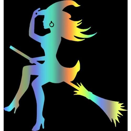 S51156 Various Sizes/Colors Car Stickers Vinyl Decal Halloween Witch Flying On Broom Motorcycle Decorative Waterproof