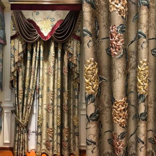 Chenille Luxury 4D jacquard villa curtain For Living Room Window Curtain Bedroom Embroidered Tulle Curtain Luxury Home Decor