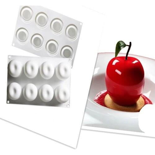 8 Holes Apple Shape Silicone Cake Mould Mousse Mold Ice Cream Chocolate Pudding Pastry Dessert Baking Tool Cake Decorating Tools
