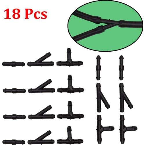 18Pcs/set Windshield Wiper Hose Connectors Car Windshield Nozzles Washer Pump Fluid Water Tubing Connectors T/Y/I Splitter Joint