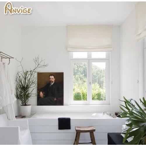 Anvige Modern White Color High Quality Half Blackout Curtains Roman Blinds Roman Shades For Living Room Window Curtains