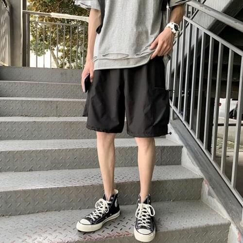 Sweat Shorts Thin Shorts Male Korean Version of The Trend of Loose Overalls Hong Kong Style Casual Drawstring Five-point Pants