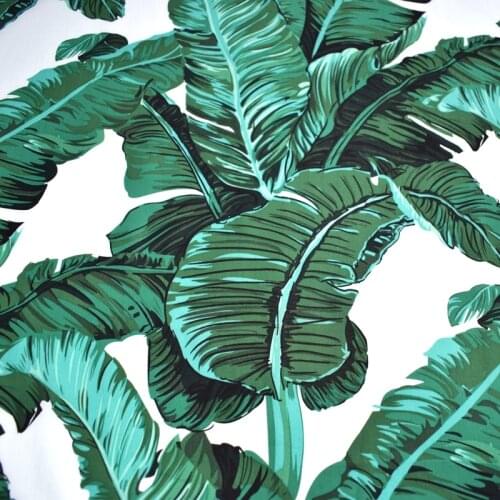 Width 140cm Green banana leaf Reactive printing and dyeing pure cotton fabric for dress shirt telas tissus au metre tissu DIY
