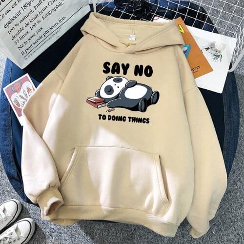 Cute Panda Is Sleeping Say No To Doing Thing Hoodie Men Hip Hop Loose Clothing Vintage Sweatshirt For Male Comfortable Tracksuit
