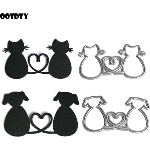 Heart Couple Cat Dog Metal Cutting Dies Stencil Scrapbooking DIY Album Stamp Paper Card Embossing Decor Craft New Dies for 2021