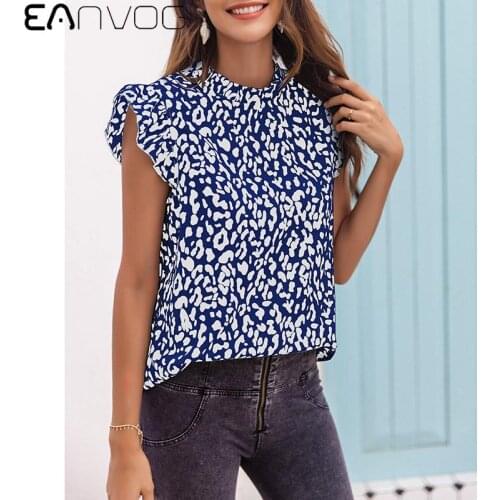 Women Summer T Shirt Lady Leopard Print T-shirt Sleeveless Ruffles Casual Tee Shirt Tops Femme Clothings