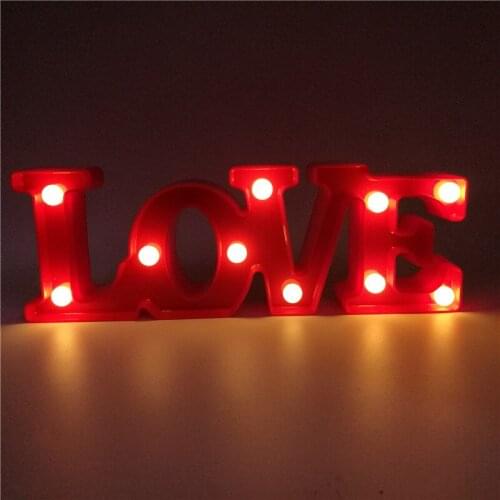 1 Pcs LOVE Shaped Decorate Tableware Night Light Sign Lamp Battery Powered For Indoor Tableware Christmas Wedding Birthday Party