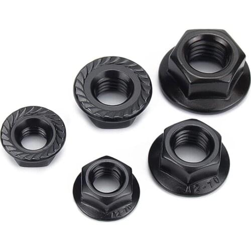 2/10pcs Oxidation Black A2-70 304 Stainless Steel Hex Head Serrated Spinlock Flange Nut M3 M4 M5 M6 M8 M10 M12 Locknut DIN6923