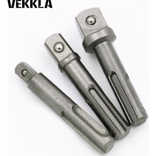 3PCS 1/4 3/8 1/2 SDS Impact Drill Chuck Sleeve 40CR Drill Chuck Adapter Power Extension Socket Driver Tool Accessories Nut Drive