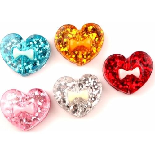 30Pcs Mixed Resin Bling Heart Decoration Crafts Kawaii Cute Flatback Cabochon Embellishments For Scrapbooking DIY Accessories
