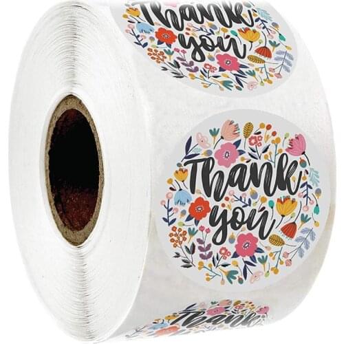 50-500pcs Round Floral Thank You Stickers for Wedding Favors and Party Handmade Stickers Envelope Seal Stationery Sticker 1inch