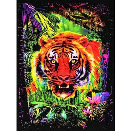 Color animal 5d diy diamond painting color tiger full square / round drill hand embroidery 3d stick diamond embroidery gift
