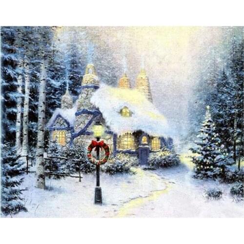NEW 5D DIY Diamond Painting Diamond Embroidery Needlework landscape Snow House Home Decoration Christmas gift New Year gift