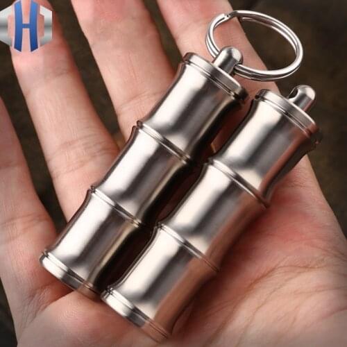 Bamboo New Portable EDC Waterproof Warehouse Small Medicine Bottle Titanium Alloy Tank Elderly Rescue Pills With First Aid Pills