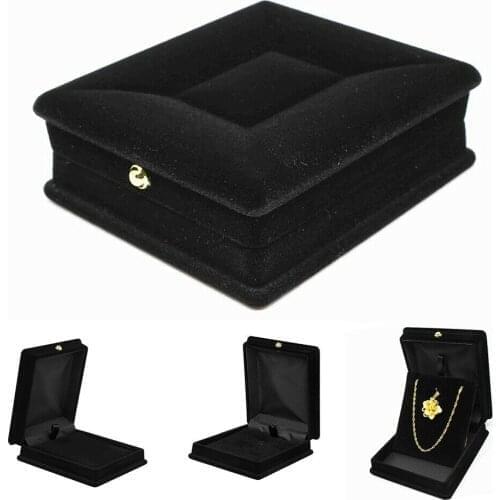 Velvet Necklace Pendant Trinket Box Jewelry Box Jewelry Box Black Brand Luxurious Black Velvet Necklace Rings Earrings Gift Case