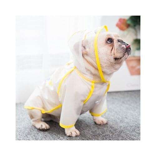 Dog Raincoat Summer Waterproof Transparent Raincoat Pet Jacket Hooded Windproof Design Bulldog Pet Puppy Raincoat Thin Section
