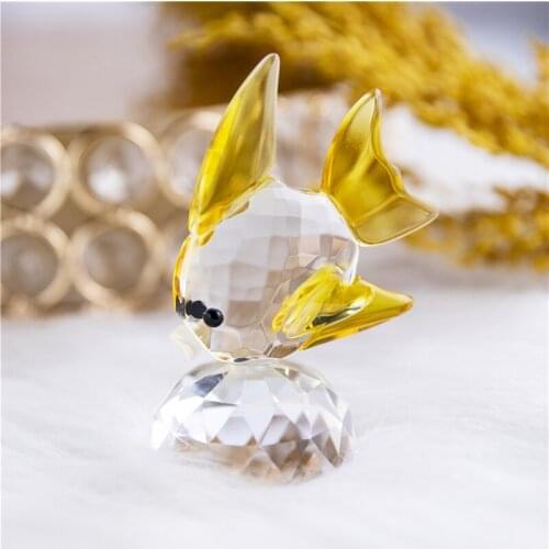 H&D Crystal Tropical Fish Figurine Clear Nice Festival Ornament Home Decoration Collection Souvenir Christma Gift (Yellow)