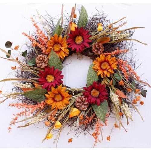 Artificial Sunflower Wreath Winter Wreath Wall Door Decoration Party Home Decor