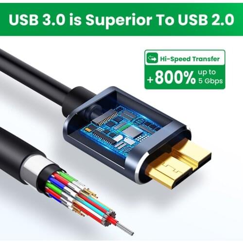 Micro B USB C 3.0 Cable Type-C to USB 3.0 Micro B Cable Connector 5Gbps External Hard Drive Disk Cable for Hard Drive Computer