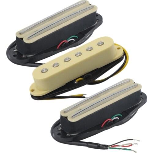 FLEOR 3pcs Ceramic Magnet Neck/Middle/Bridge Pickup HSH Set Dual Hot Rail Humbucker Pickups & Guitar Single Coil Pickup ,Yellow