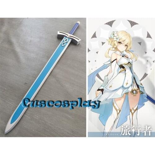 Game Genshin Impact Lumine Aether Cosplay Sword Traveler Costume Cosplay Replica Weapon Halloween Carnival Hand Made Props PVC