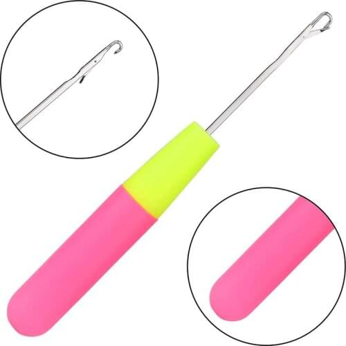 LMDZ Latch Hook Crochet Needle + 30 PCS Rhinestone Hair Ring Decoration Braiding Hair Metal for Crochet Braids Hair Decoration