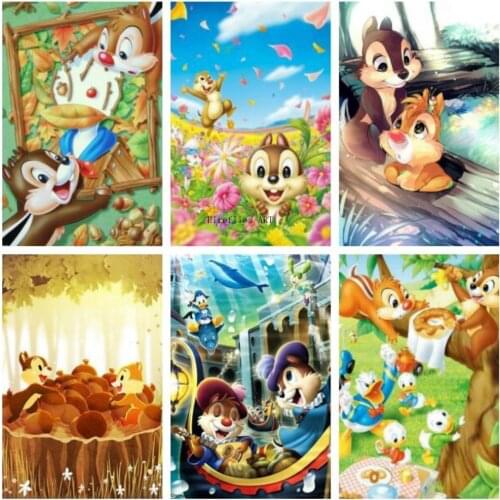 5D DIY Full Drill Diamond Painting Disney Chip 'n' Dale Cartoon Diamond Embroidery Mosaic Cross Stitch Kits Home Decor Gift