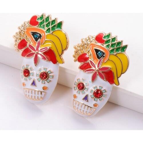 New Arrivals Punk Gothic Skull Stud Earrings For Women Animal Plant Statement Rhinestone Womens Jewelry Wholesale Party Gifts