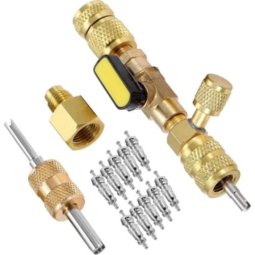 New R410A R22 Valve Core Remover Installer Tool with Dual Size SAE 1/4 & 5/16 Port For R404A R407C R134A R12 R32 HVAC