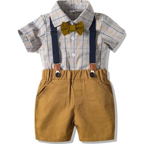 Toddler Clothes for 1-6 Years Boys Striped Shirt + Shorts with Belt Fashion Clothing Set for Baby Boy Short Suits KB8071
