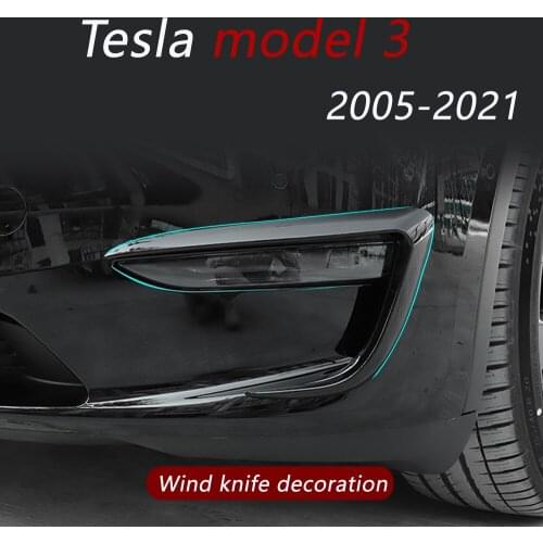 For Tesla model 3 front fog lamp wind knife decorative frame with anti-collision decoration carbon fibre Spoiler blade refit