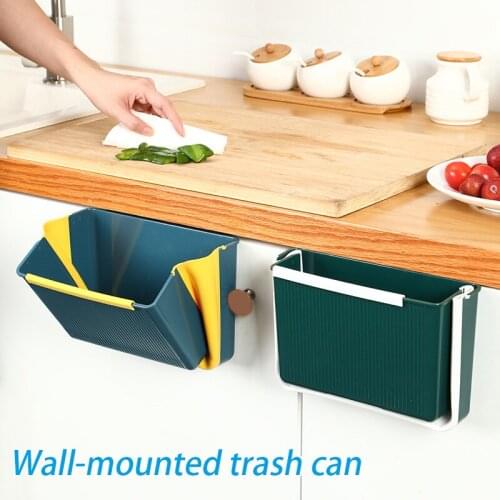 Hanging Collapsible Trash Can For Cabinet Door Saving Space Easy To Reach Folding Waste Bin For Car Bedroom Counter Lixeira
