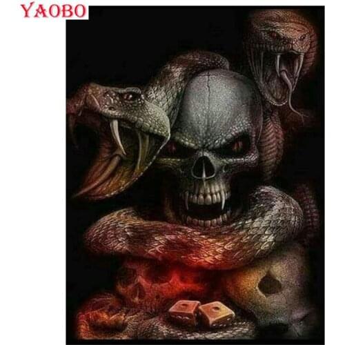 Full Square/Round drill 5D Diamond Painting skull snake DIY diamond embroidery Horror monster Diamond mosaic Home Decor Gift